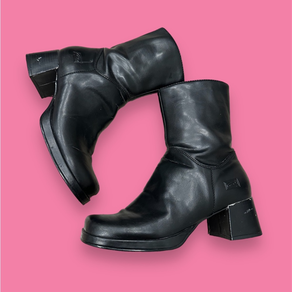 vintage 90s candies black square toe boots